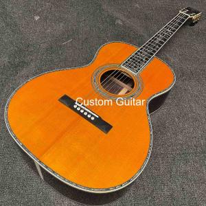 Quality 39&quot; Solid Rosewood Back Side Acoustic Guitar Ebony Fretboard Abalone Inlays in Yellow Painting wholesale