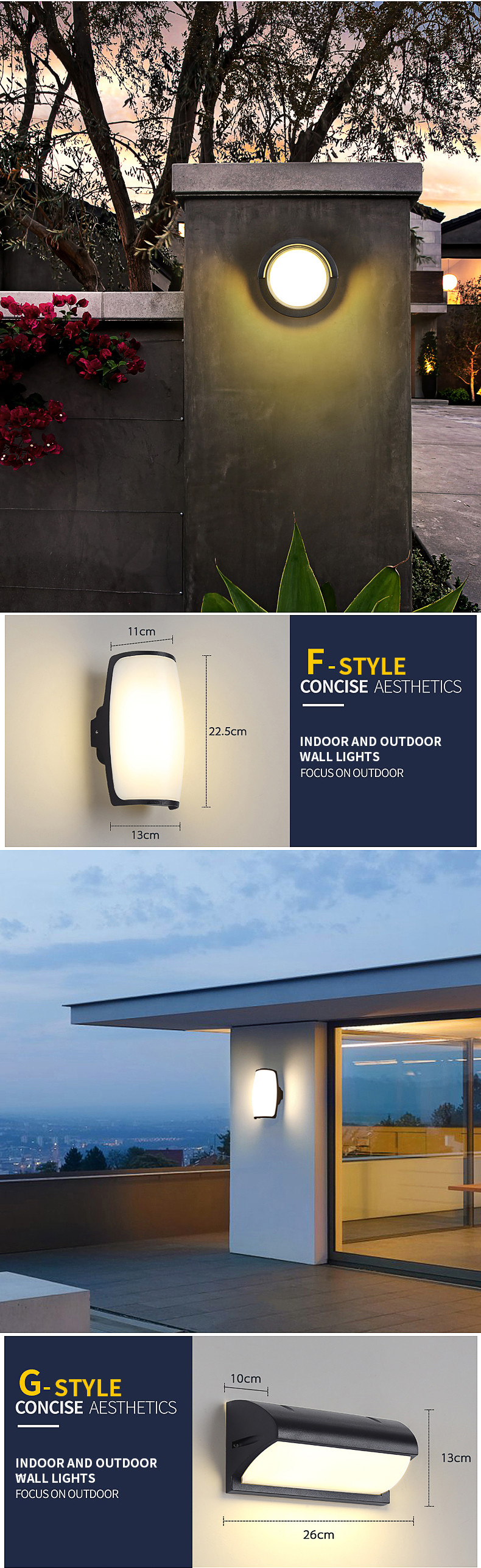 Square Outdoor Waterproof LED Wall Lights Cool White 16x16x10cm Ac85-265v