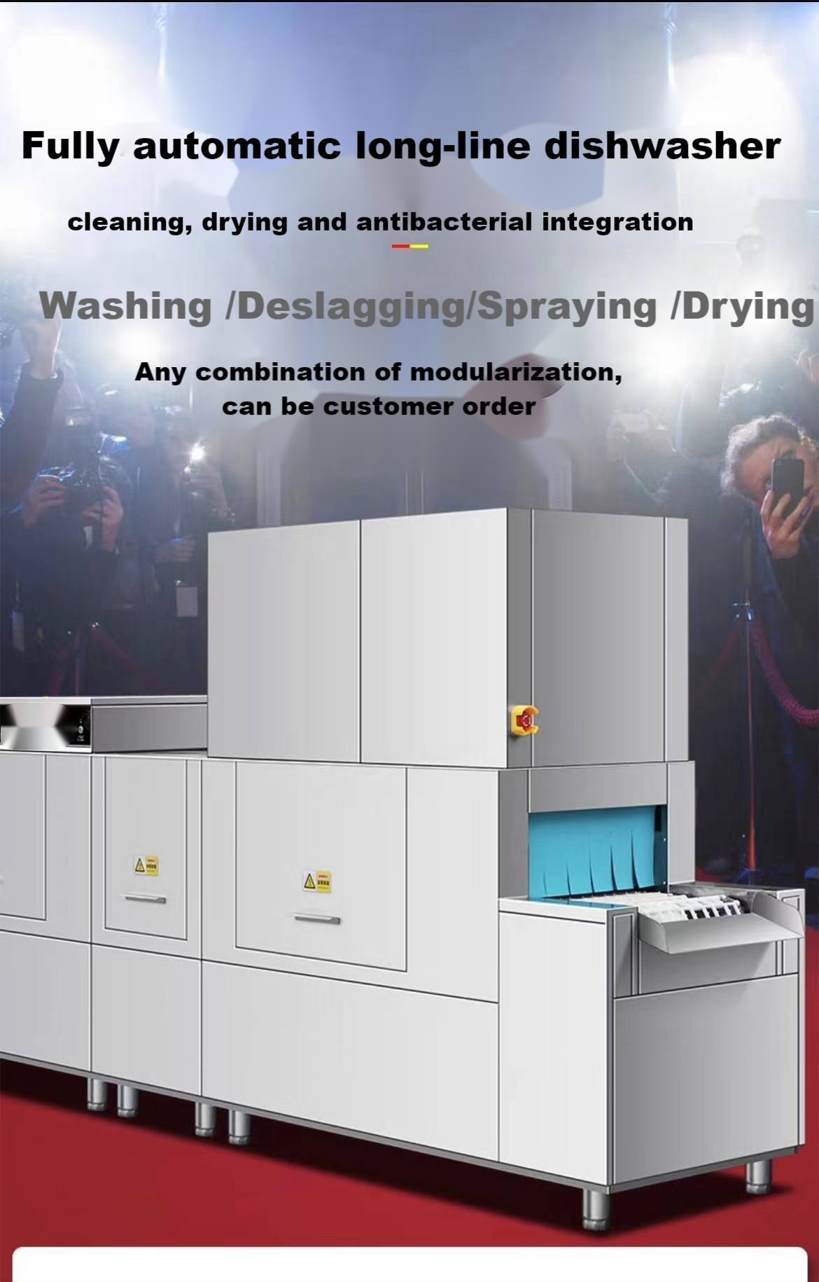 380V / 3P Automatic Dishwasher Machine Commercial Flight Type Dishwasher