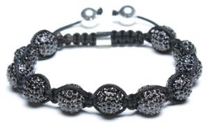Quality Adjustable Shamballa Bracelet, Black Rhinestone Ball wholesale