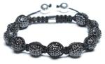 Adjustable Shamballa Bracelet, Black Rhinestone Ball