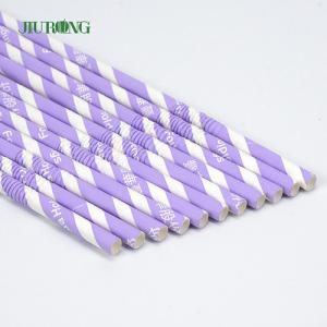 Quality Purple Striped Christmas Paper Straws Biodegradable Eco Friendly wholesale