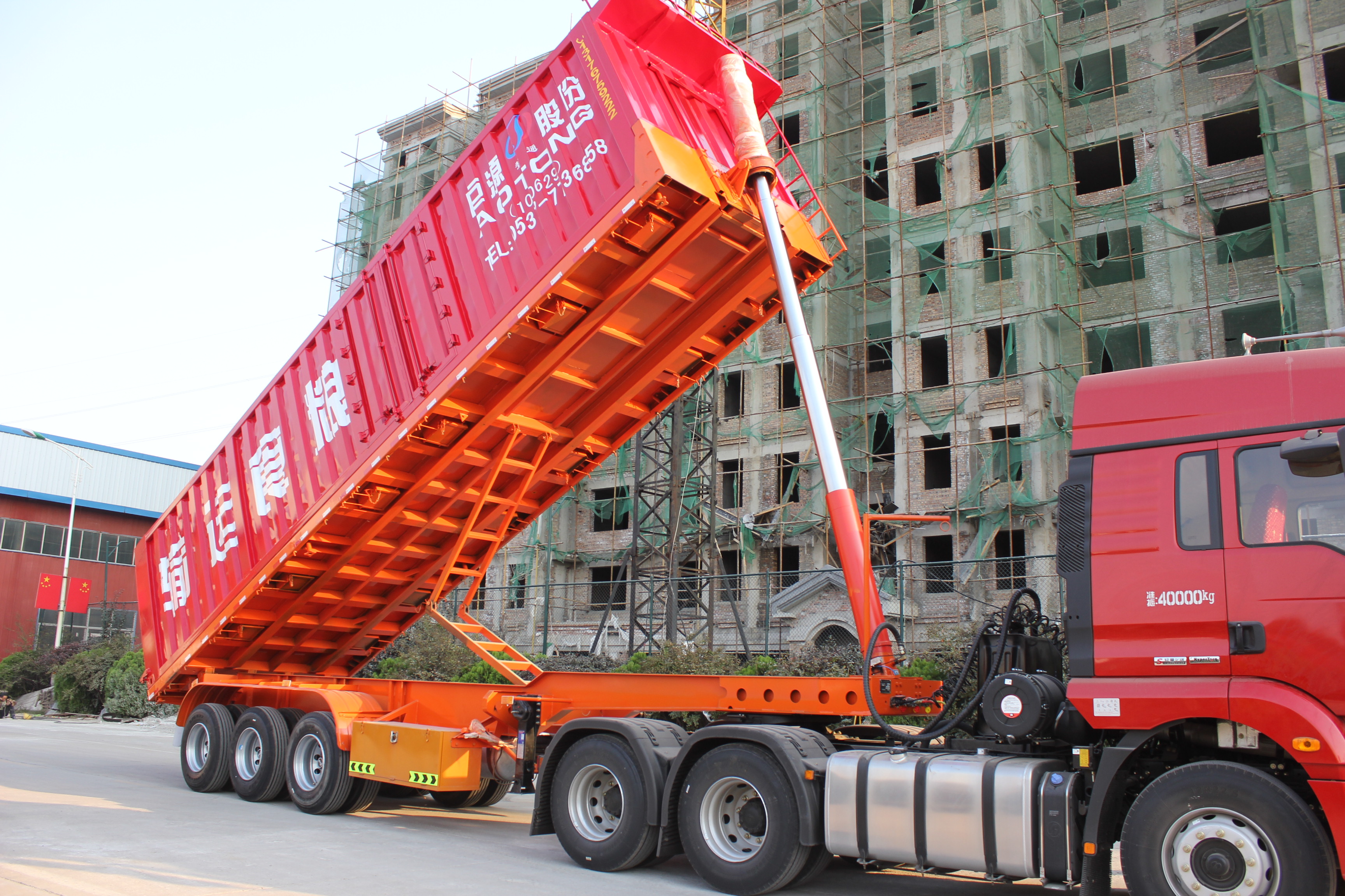 Truck Trailer 40 Cubic Meter Dump Tipper Semi Trailer with JOST or Yahua Landing Gear
