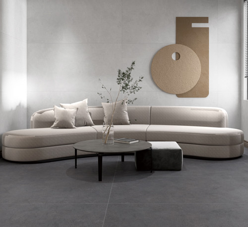 Grey Cement Look Full Body Porcelain Tile For Living Room Wear Resistant