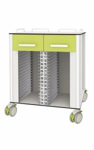 Quality CE Certified HPL 30 Compartments 670MM Medical File Cart wholesale