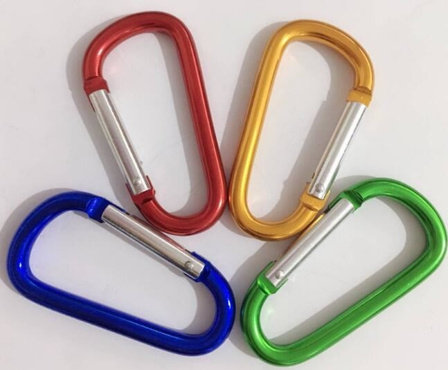 D Shaped 80x8mm Assorted Color Aluminum Snap Hook Aluminum Carabiner