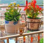 Black Single Tier Metal Flower Pot Stand , 18x22x12cm Single Tier Plant Stand