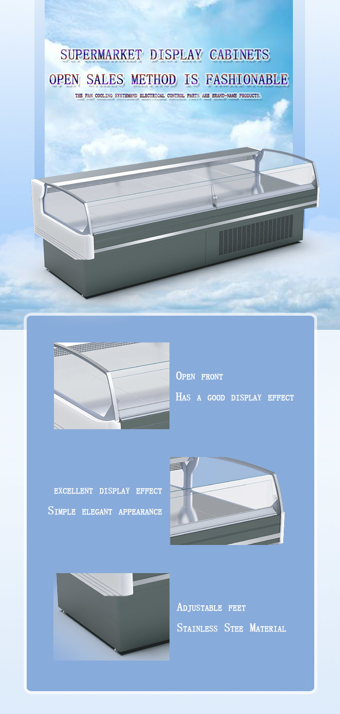 Single Temperature Meat Display Freezer 1875mm Length Electric Food Cooler Counter Case