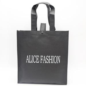 Quality pp stitched handle sewing printing non woven bag with black fastener wholesale
