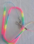 Flexible coil lanyard wire core spiral cord fishing tool item holder rainbow