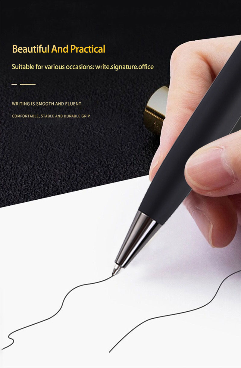 Twist Type Business Metal Ball Point Pen 1.0mm Textured Grey Pen Barrel Signature Pen
