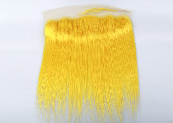 Customized Yellow Human Hair Virgin Lace Frontal Straight Durable Swiss Lace