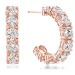 Large White Diamond CZ Hoop Earrings for Anniversary Occasion in 925 Sterling