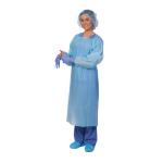 Single Use Surgical Aprons Blue Plastic Patient CPE Gowns With Long Sleeves