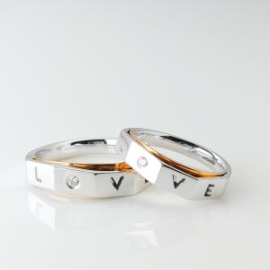 Quality Customizable 0.03ct 0.023ct Couple Rings Gold With Letters wholesale