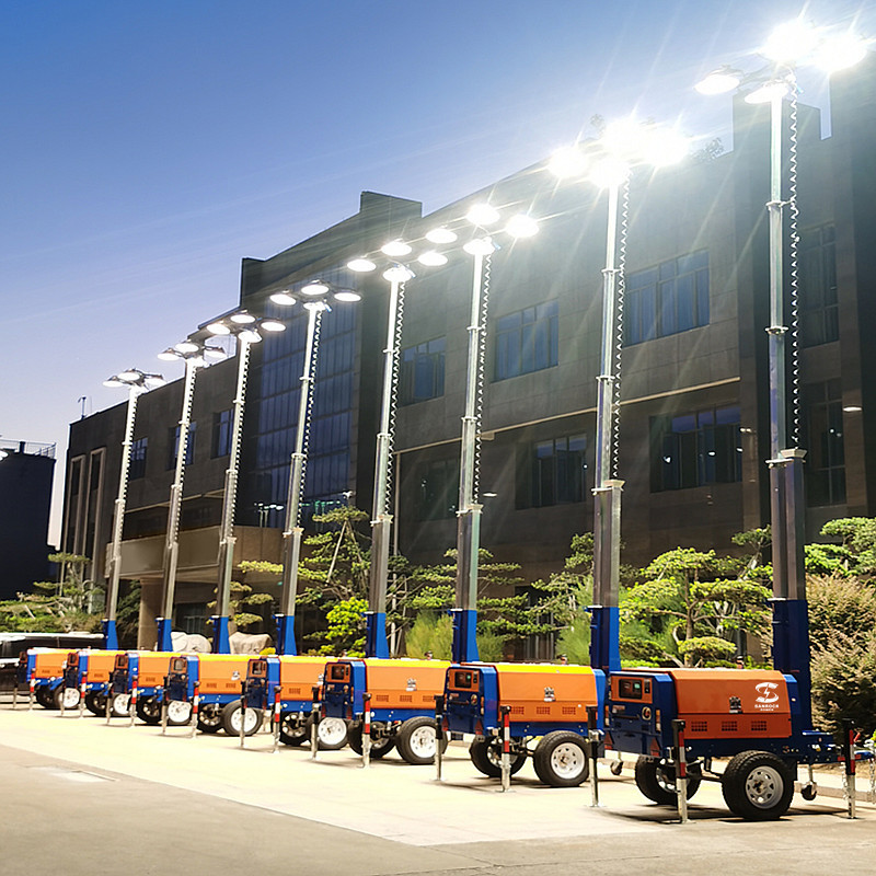 Outdoor Emergency Light Tower Diesel Generator Height 7.5m 9m Wind Resistance