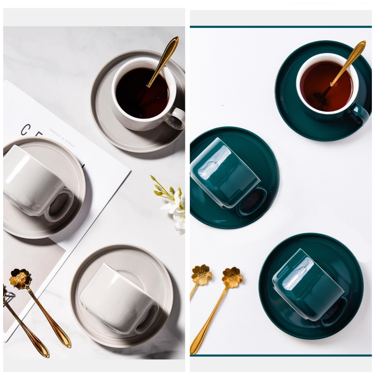 12pcs Ceramic Tea Set Of 6 Cups And Saucer For Luxury Design Style Christmas 2024 Gift