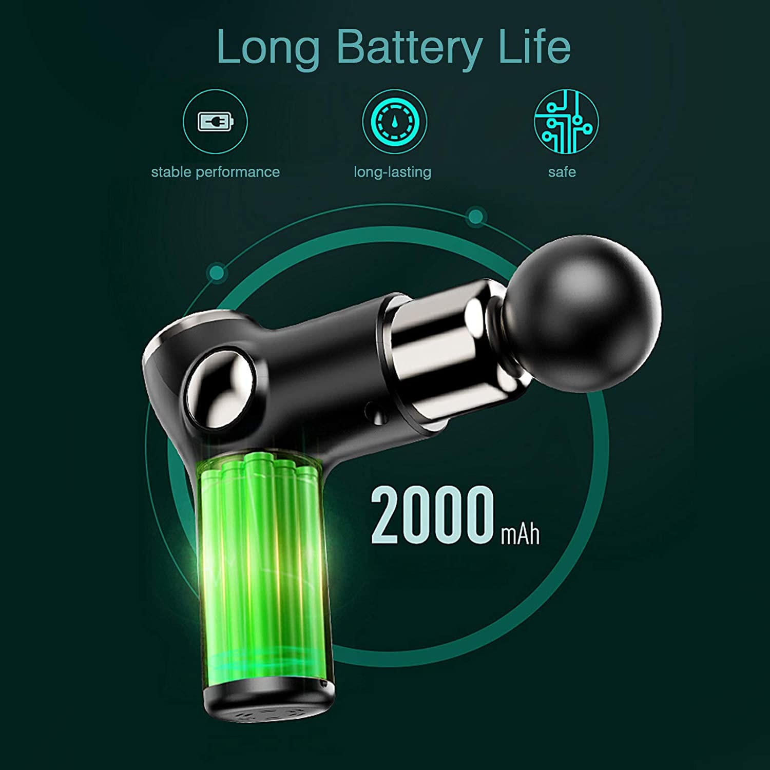 USB Recharging Handheld Muscle Massager Vibrating Body Muscle Relax 2000mAh
