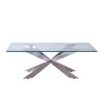 0.25CBM Modern Sofa Center Table 12mm Stainless Steel Coffee Table With Glass