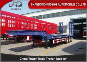 Quality Red 70 Tons Low Bed Semi Trailer Carry Heavy Wheels Loader Lowboy Trailer wholesale