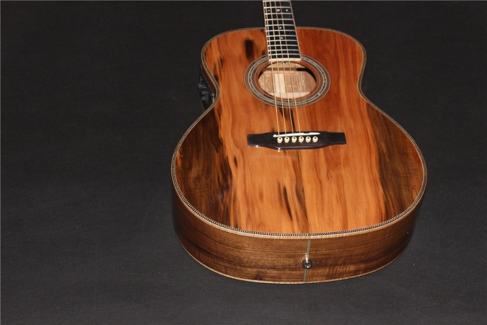 AAAA all Solid imported apple wood OM body style acoustic electric guitar
