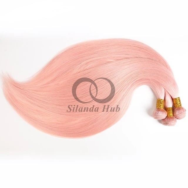 Pink Straight Remy Human Hair Bundles Sew In Weave Bundles Brazilian Bundle Deals