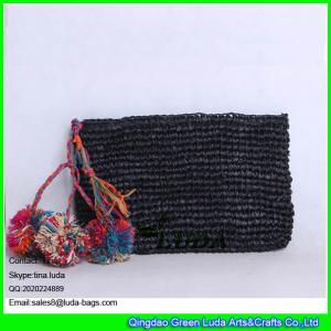 Quality LUDA new designer raffia handbags black women straw beach clutch bags wholesale