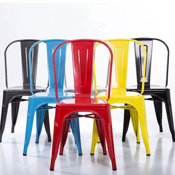 Colourful Restaurant Metal Frame Dining Chairs Vintage Lightweight 43cmx44cmx85c
