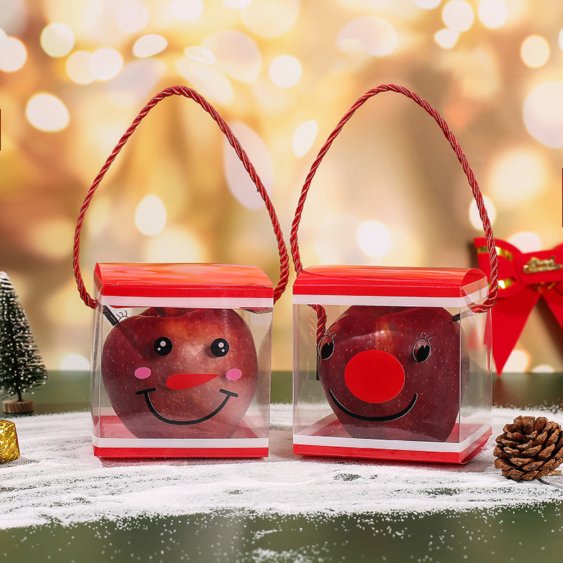 Transparent PET Foldable Candy Apple Boxes for Customized Gift Packing Christmas