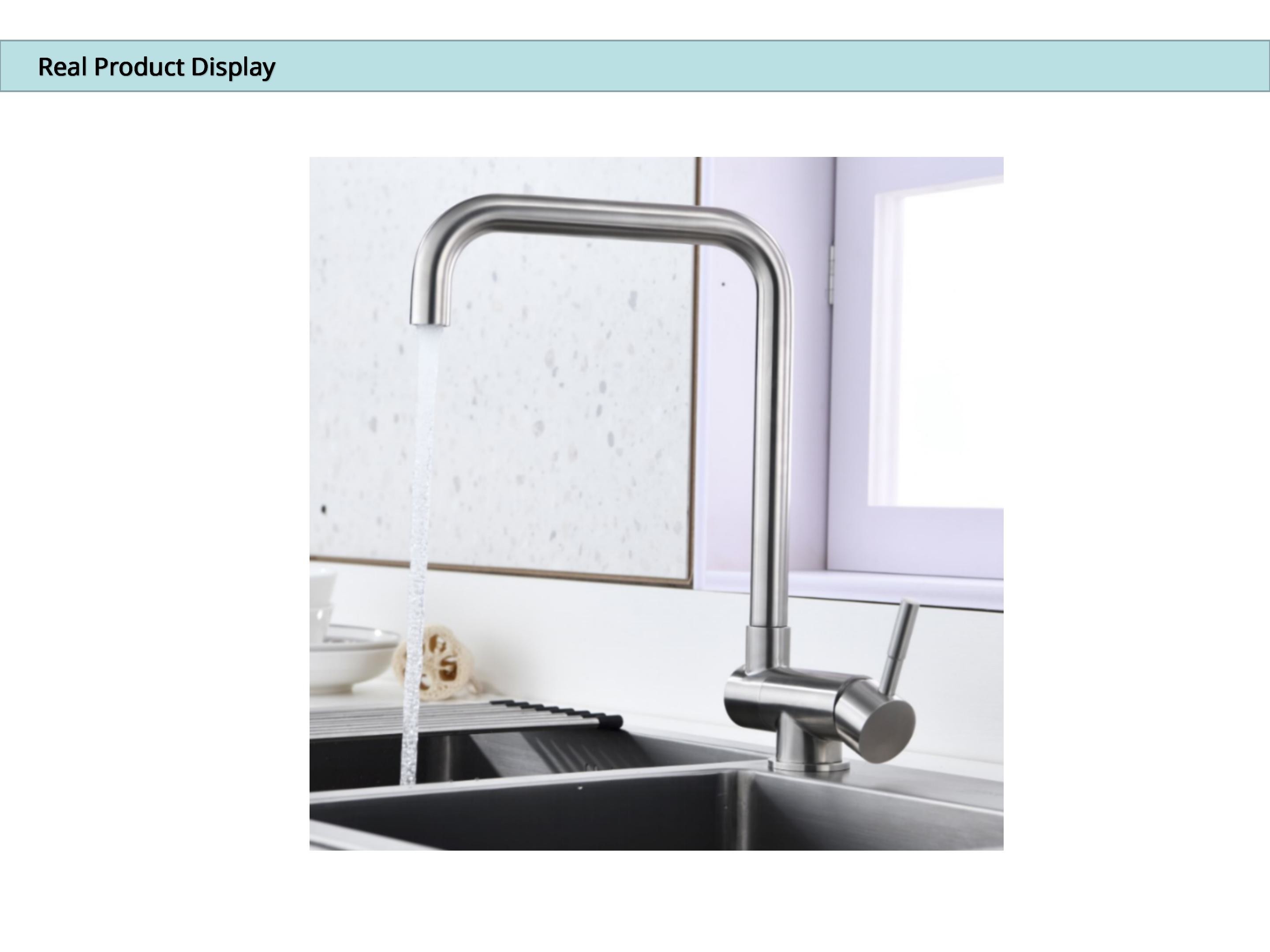Angled Spout Kitchen Basin Taps 18/10 Stainless Steel Hidden Kitchen Faucet