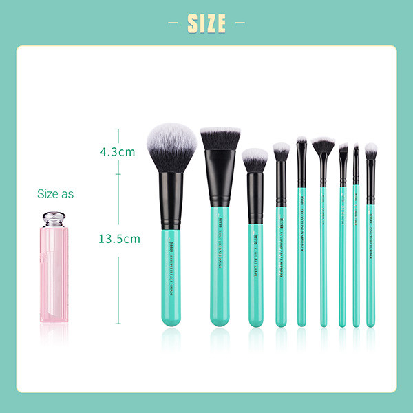 Antimicrobial Fiber Jessup 9pcs Turquoise Makeup Brushes