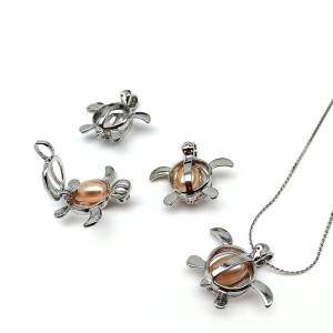 Quality Silver Pearl Cage Locket Pendant Essential Oil Diffuser Oyster Neckalce Jewelry Findings wholesale