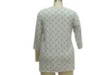 Ripple Shape Jacquard Women'S 3 4 Sleeve T Shirts , Ladies Round Neck T Shirts