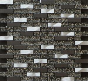Quality 300x300mm glass and marble mosaic tile,aluminum strip mosaic,black color wholesale