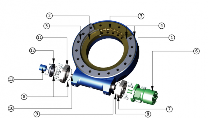 customized Slewing drive designed with hourglass worm shaft to sustain more axial load