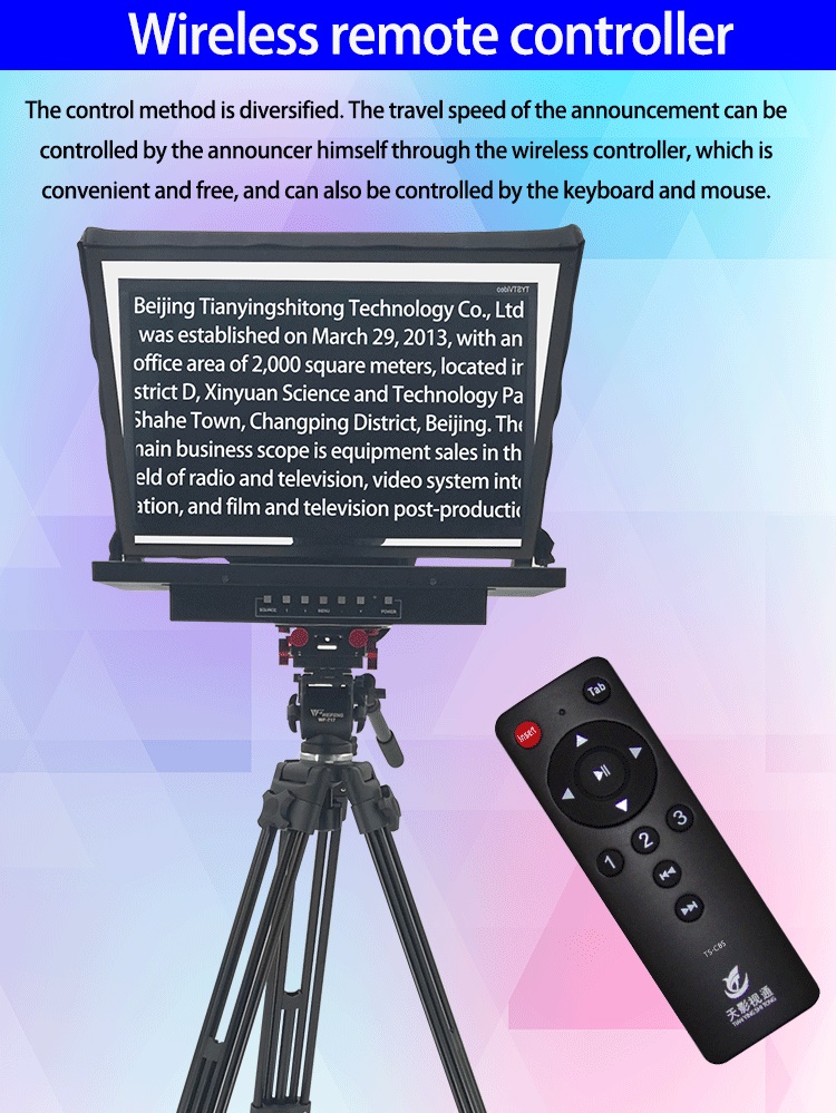Word and Picture Compatible 24 Inch Single Screen Teleprompter for Studio Presentation