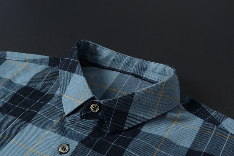 Knitted Broadcloth Plaid Shirts Polyester Viscose And Cotton Casual Shirt Long Sleeve For Man