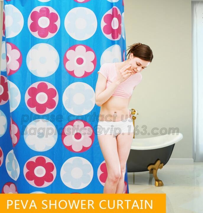 SCENERY PRINTING POLYESTER SHOWER CURTAIN, custom 3d eva shower curtain for bathroom, Popular cotton hooks polyester tex