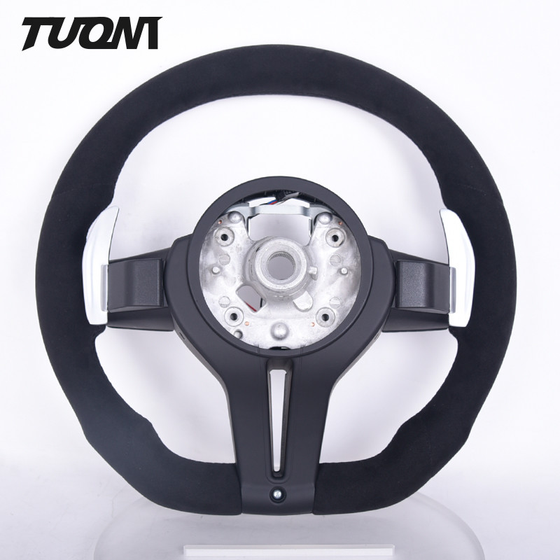 Black Alcantara Genuine BMW Carbon Fiber Steering Wheel With LED Lights