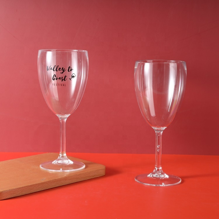 Reusable Plastic Wine Champagne Glasses Transparent White And Red Color