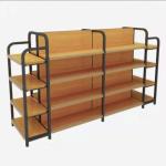 Customized Wood Gondola Shelving Metal Heavy Duty Wood Grain Shelf