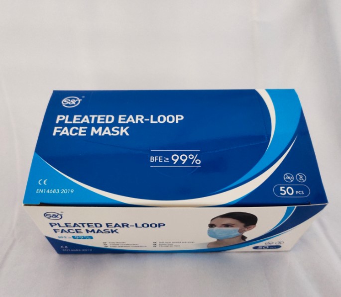 SJ OEM Wholesale Blue surgical mask supplier 3 layers disposable cotton earloop face mask medical