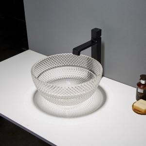 Quality Deep Raised Bowl Bathroom Sinks Vessel Crystal Clear Washing wholesale