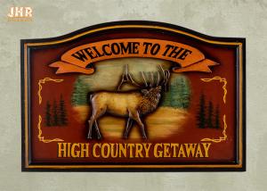Quality Antique Wood Wall Plaque Signs Hunting Club Wall Sign Resin Deer Wall Mounted Plaques wholesale