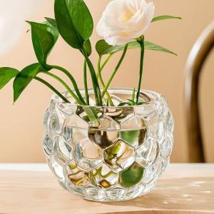 Quality Pressed Bubble Ball Glass Vase 3.45 Inch Height Round Votive Candle Holder wholesale