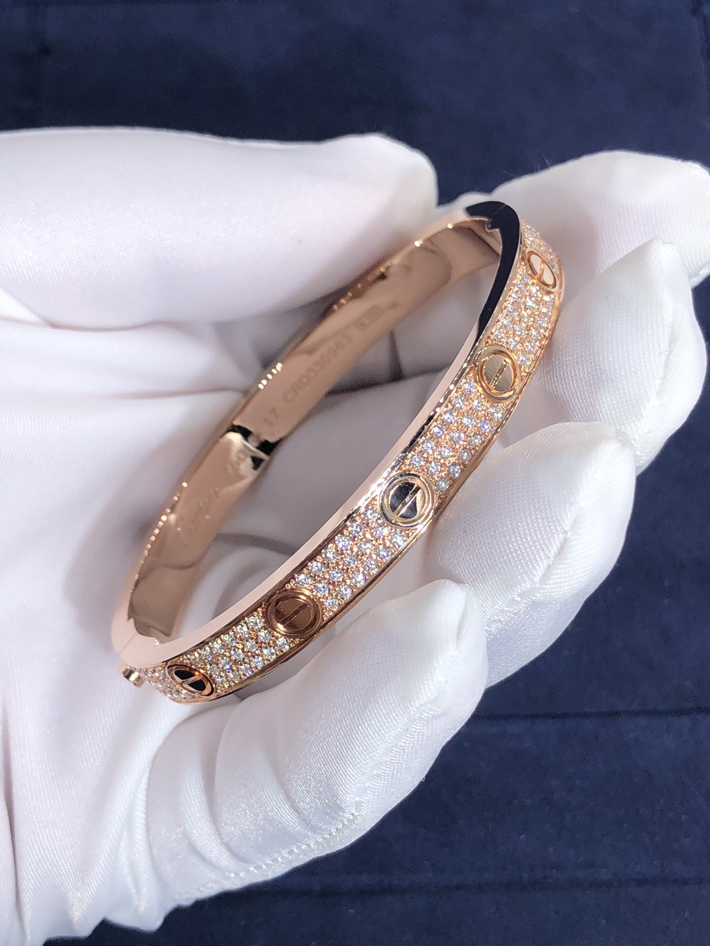 Elegant Gorgeous Factory Made Car Tier 18k Yellow/White/Rose Gold And Natural Diamonds LOVE Bracelet, Diamond-Paved