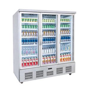 Quality Led Lighting Commercial Beverage Refrigerator , 3 Door Display Cooler wholesale
