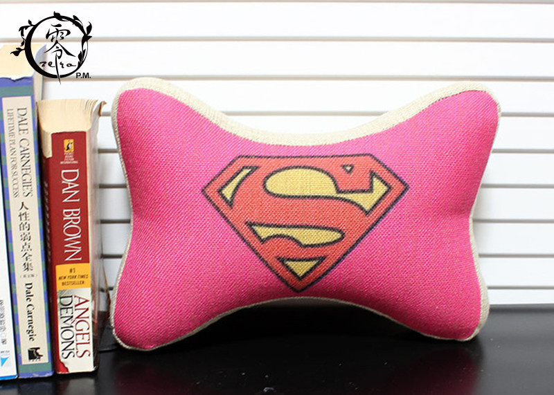 Marvel Heros Polyester Car Neck Pillows , Zipper Silk Cotton Dog Bone Cushion