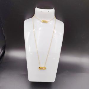 Quality New Arrival Trendy High Polish Newest Gold Color Stainless Steel Earring ,Necklace , Bracelet Sets For Lady wholesale
