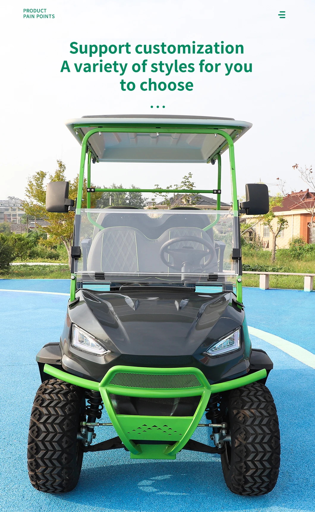 ODM Service 6 Passenger Electric Off Road Hunting Golf Cart for 70-90km Driving Mileage